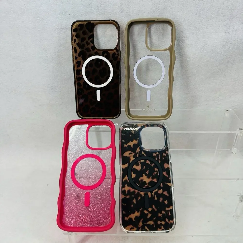 Lot 4 Kate Spade iPhone 16 Pro Max Cases Mag Safe (Wavy, Tortoise Shell Glitter)